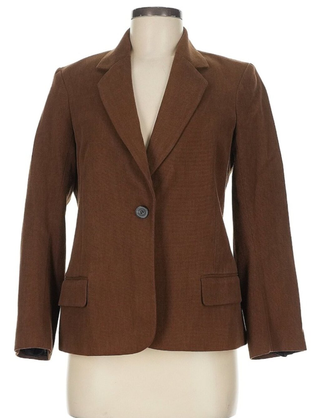 Nili Lotan Cotton Fitted Blazer Caramel Brown Lined Single Button Size 8